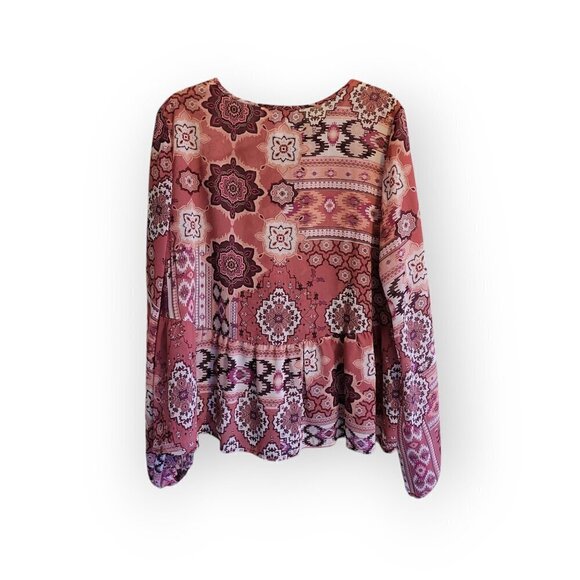 Shyanne Peasant Boho Top Rust Semi-Sheer Chiffon Size M - Picture 7 of 11